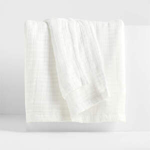 Crate&Barrel Cotton Gauze King Blanket – Crisp White Organic – New